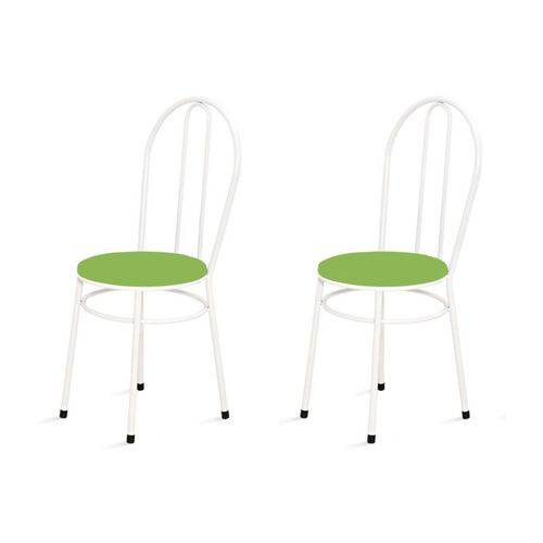 Kit 2 Cadeiras Baixas 0.134 Redonda Branco/verde - Marcheli