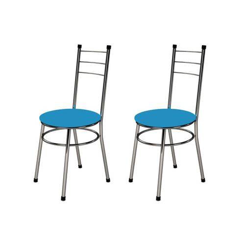 Kit 2 Cadeiras Baixas 0.236 Redonda Cromado/azul - Marcheli