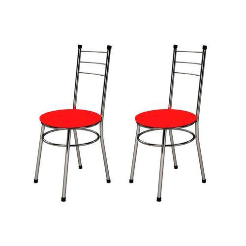 Kit 2 Cadeiras Baixas 0.236 Redonda Cromado/vermelho - Marcheli