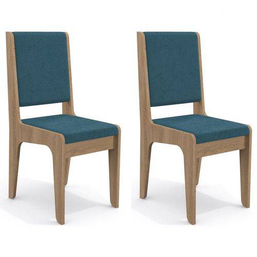 Kit 2 Cadeiras Cad103 para Sala de Jantar Nogal/azul - Kappesberg