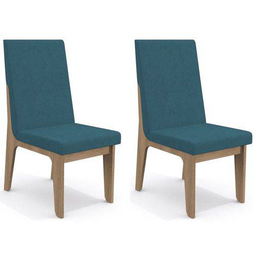 Kit 2 Cadeiras Cad102 para Sala de Jantar Nogal/azul - Kappesberg
