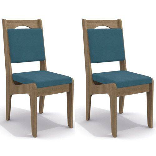 Kit 2 Cadeiras Cad105 para Sala de Jantar Nogal/azul - Kappesberg
