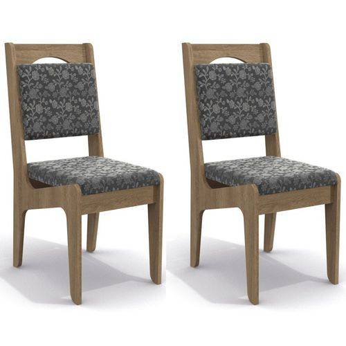 Kit 2 Cadeiras Cad105 para Sala de Jantar Nogal/gold Floral - Kappesberg