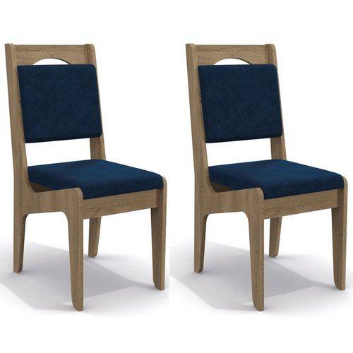 Kit 2 Cadeiras Cad105 para Sala de Jantar Nogal/marinho - Kappesberg