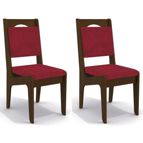 Kit 2 Cadeiras Cad105 para Sala de Jantar Walnut/vermelho - Kappesberg