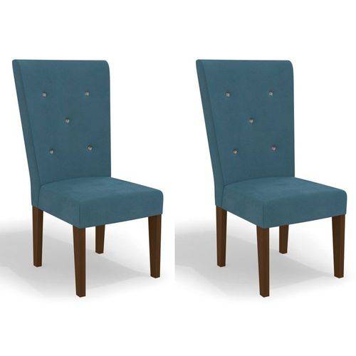 Kit 2 Cadeiras Cad109 para Sala de Jantar Walnut/azul - Kappesberg