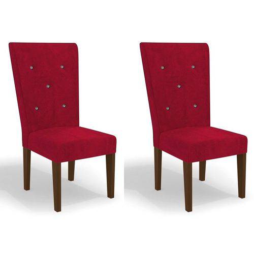 Kit 2 Cadeiras Cad109 para Sala de Jantar Walnut/vermelho - Kappesberg