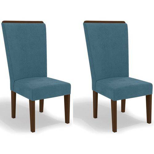Kit 2 Cadeiras Cad112 para Sala de Jantar Walnut/azul - Kappesberg