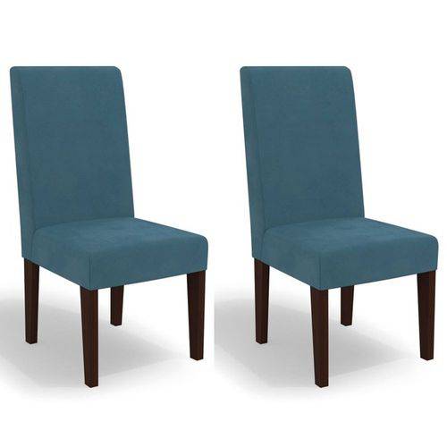 Kit 2 Cadeiras Cad110 para Sala de Jantar Walnut/azul - Kappesberg