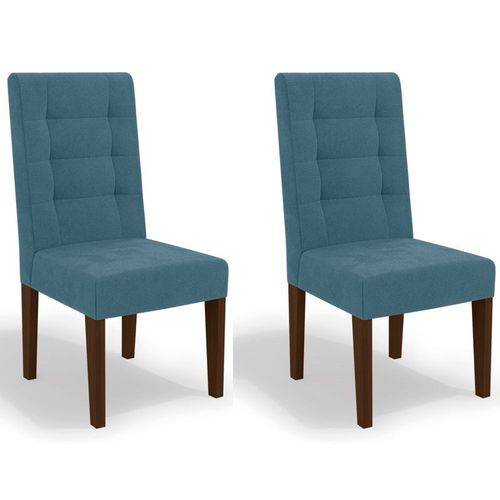 Kit 2 Cadeiras Cad111 para Sala de Jantar Walnut/azul - Kappesberg