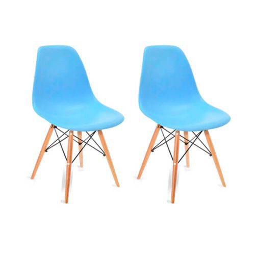 Kit 2 Cadeiras Charles Eames Eiffel Azul Claro