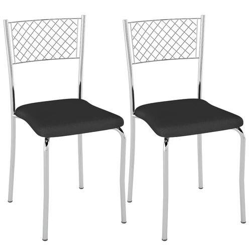 Kit 2 Cadeiras com Encosto Aramado Pc04 - Preto/cromado