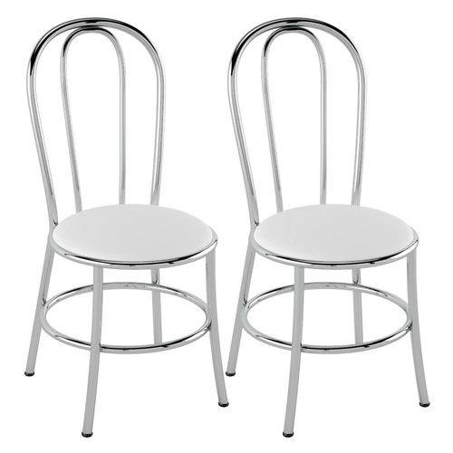 Kit 2 Cadeiras de Cozinha Tubular Pc01 - Branco/cromado