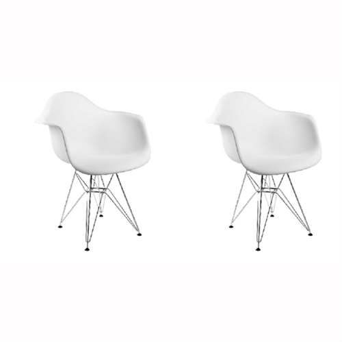 Kit 2 Cadeiras Eames Eiffel Branca com Braços OR Design 1121