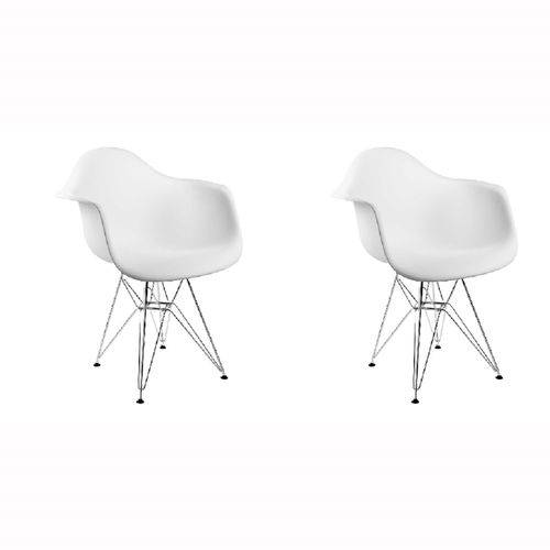 Kit 2 Cadeiras Eames Eiffel Branca com Braços OR Design 1121