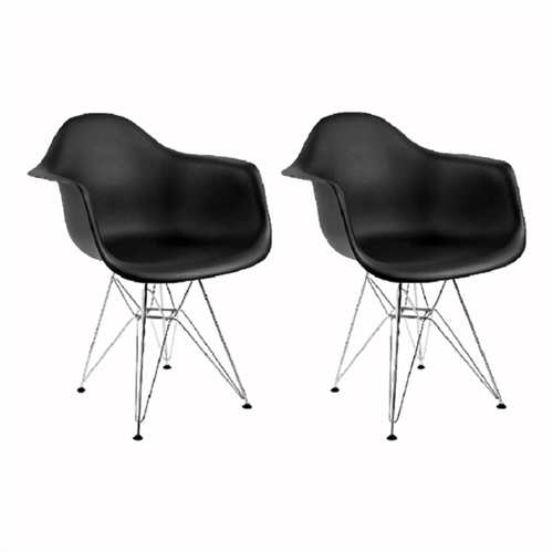 Kit 2 Cadeiras Eames Eiffel Preta com Braços OR Design 1121