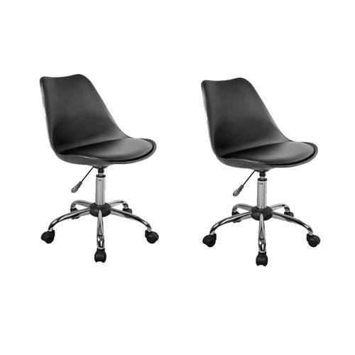 Kit 2 Cadeiras Eames Office em Polipropileno Base Metal Sem Braço