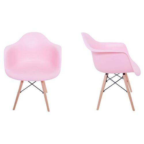 Kit 2 Cadeiras Eiffel Melbourne Rosa com Pés Palito em Madeira - Mp Decor