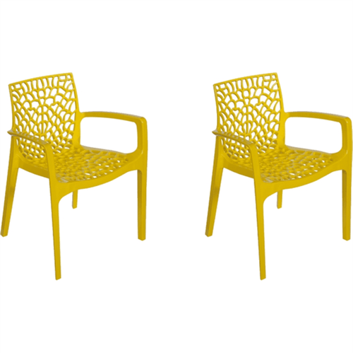 Kit 2 Cadeiras Gruvyer com Braços Amarela OR Design
