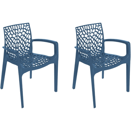 Kit 2 Cadeiras Gruvyer com Braços Azul OR Design