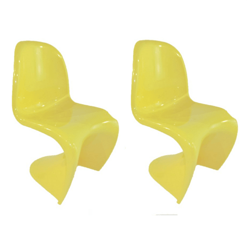 Kit 2 Cadeiras Panton Infantil Pequena Amarela ByArt