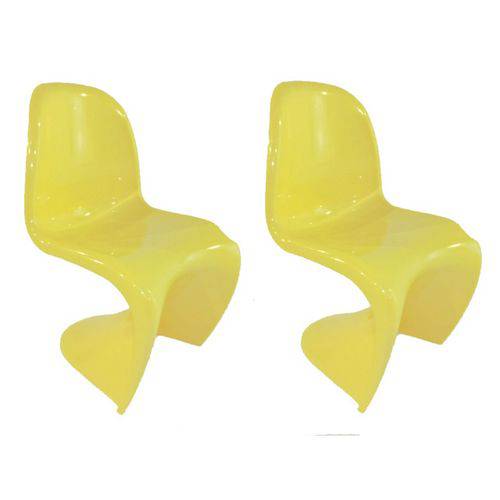 Kit 2 Cadeiras Panton Infantil Pequena Amarela ByArt