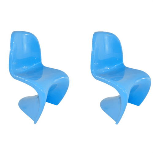 Kit 2 Cadeiras Panton Infantil Pequena Azul ByArt