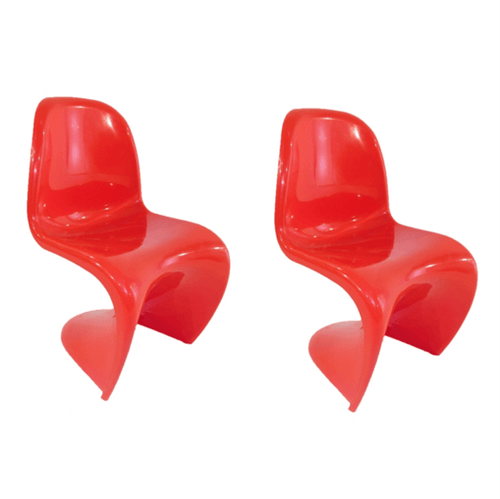 Kit 2 Cadeiras Panton Infantil Pequena Vermelha ByArt