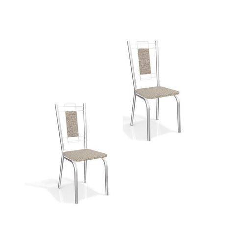 Kit 2 Cadeiras para Cozinha Florença Cromado/linho Marrom - Kappesberg