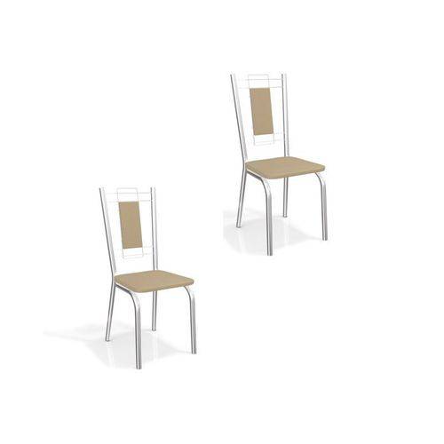 Kit 2 Cadeiras para Cozinha Florença Cromado/nude - Kappesberg