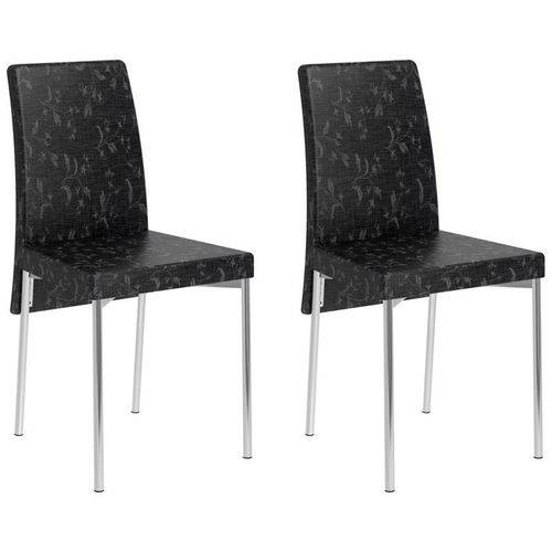 Kit 2 Cadeiras para Sala de Jantar 306 Cromado/fantasia Preto - Carraro
