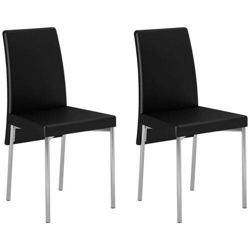 Kit 2 Cadeiras para Sala de Jantar 306 Cromado/preto - Carraro