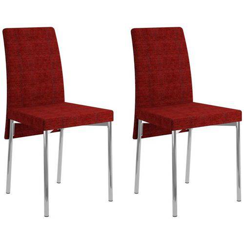 Kit 2 Cadeiras para Sala de Jantar 306 Cromado/vermelho Floral - Carraro