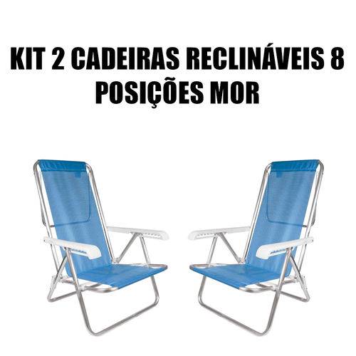 Kit 2 Cadeiras Reclináveis Alumínio 8 Posições Mor