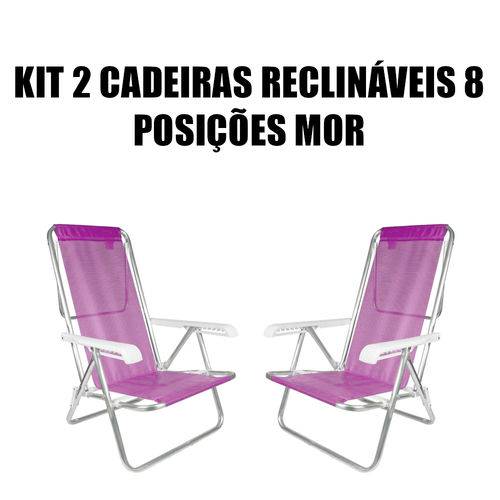 Kit 2 Cadeiras Reclináveis Alumínio 8 Posições Mor