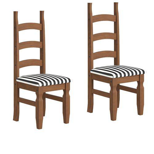 Kit 2 Cadeiras Rústica de Madeira Maciça Estofada Itália - Woody