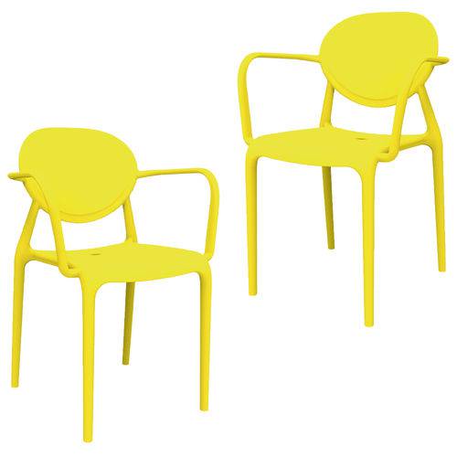 Kit 2 Cadeiras Slick com BRAÇO Amarelo