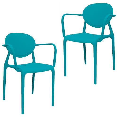 Kit 2 Cadeiras Slick com BRAÇO Azul