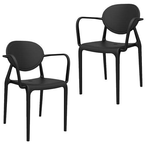 Kit 2 Cadeiras Slick com BRAÇO Preto