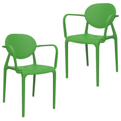 Kit 2 Cadeiras Slick com BRAÇO Verde