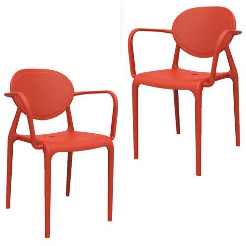 Kit 2 Cadeiras Slick com BRAÇO Vermelho