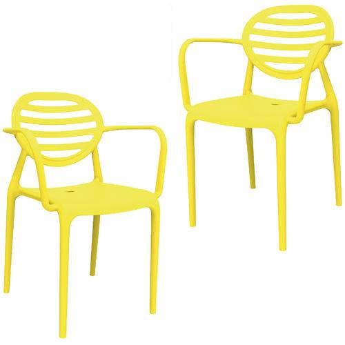Kit 2 Cadeiras Stripe com BRAÇO Amarelo