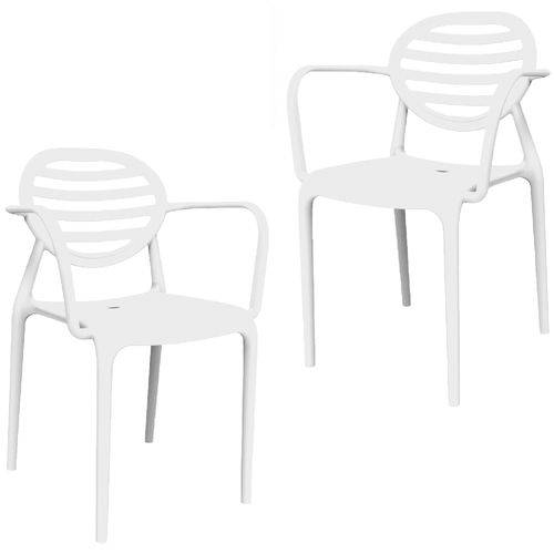 Kit 2 Cadeiras Stripe com BRAÇO Branco