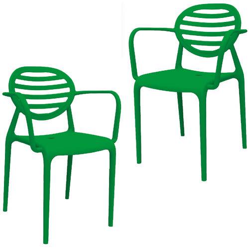 Kit 2 Cadeiras Stripe com BRAÇO Verde