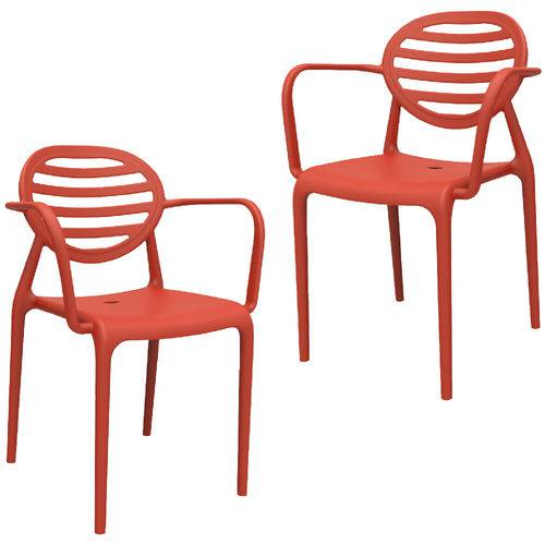 Kit 2 Cadeiras Stripe com BRAÇO Vermelho