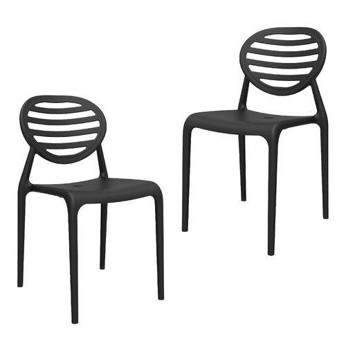 Kit 2 Cadeiras Stripe Preto
