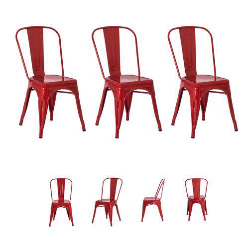 Kit 3 Cadeiras Tolix Iron Industrial Várias Cores - (vermelha)