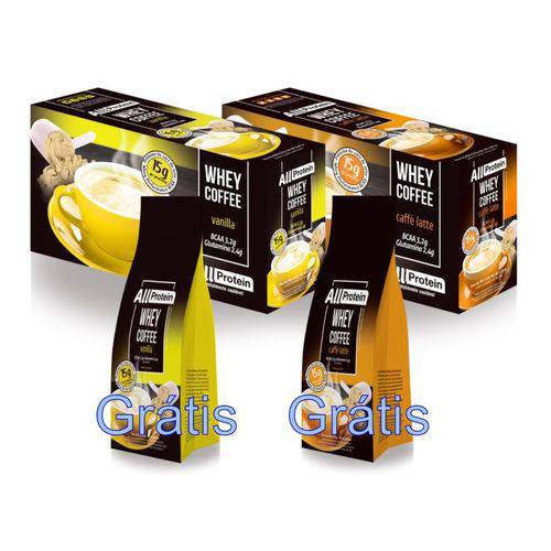 Kit - Café Proteico 1 Vanilla e 1 Caffè Latte, 1 Pc Latte e 1 Pc Vanilla Free 15g de Whey Protein