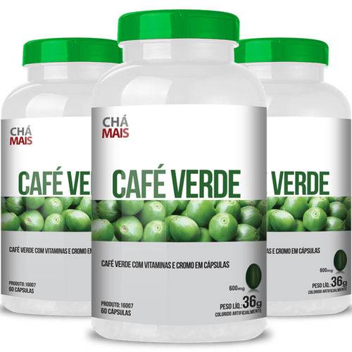 Kit 3 Café Verde com Vitamina C Chá Mais 60 Cápsulas