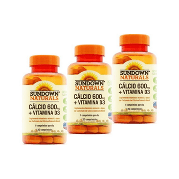 Kit 3 Cálcio 600mg + Vitamina D3 Sundown 120 Cápsulas